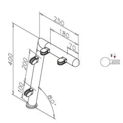 Hustenschutz Pfosten 20-120-25 links - Rohr  25.4 mm - Edelstahl Design