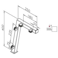 Hustenschutz Pfosten 20-122-35 rechts - Rohr 35x35 mm - Edelstahl Design
