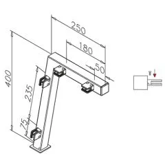 Hustenschutz Pfosten 20-122-35 links - Rohr 35x35 mm - Edelstahl Design
