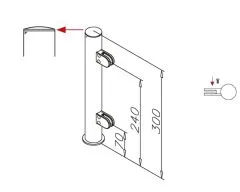 Hustenschutz Pfosten 20-151-25 rechts - Rohr  25.4 mm - Messing Design