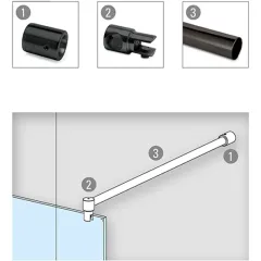 Anthrazit Design - 19mm - 1.250mm - Duschwand-Stabilisationsset 90