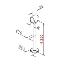 Messing matt Design Fulauf- oder Rohrhalter Rohr 38,1 mm 20-2100