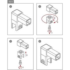 Chrom Design Vierkant 20x20 mm Glas-Rohrhalter 90