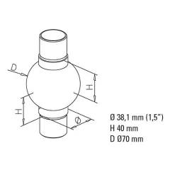 Edelstahl Design Rohr 38,1 mm Kugelrohrverbinder 180