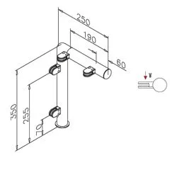 Hustenschutz Pfosten 20-130-25 rechts - Rohr  25.4 mm - Messing Design