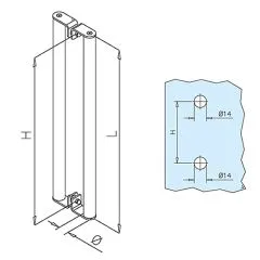Edelstahl Trgriff zweiseitig Griff 25.4mm - 47-7507-425 - Lnge 70cm