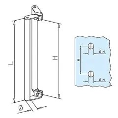 Edelstahl Trgriff zweiseitig Griff 25.4mm - 47-7707-425 - Lnge 70cm