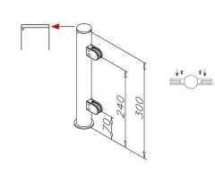 Hustenschutz Pfosten 20-150-38 mitte - Rohr  38.1 mm - Edelstahl Design