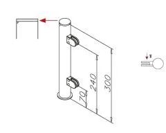 Hustenschutz Pfosten 20-150-25 rechts - Rohr  25.4 mm - Edelstahl Design