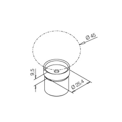 Adapter 25,4 mm fr Kugel Edelstahl Design