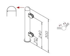 Hustenschutz Pfosten 20-160-38 -45 - Rohr  38.1 mm - Chrom Design