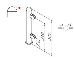 Hustenschutz Pfosten 20-160-38 mitte - Rohr  38.1 mm - Chrom Design