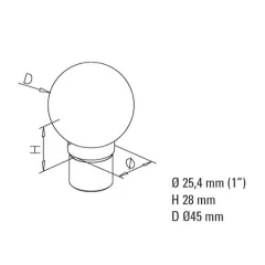 Edelstahl Design Rohr 25,4 mm Endkugel