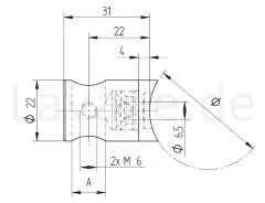 Edelstahl Querstabhalter fr Rohr 33,7 mm - Stab 10 mm