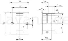 Edelstahl Vierkant 40x40 mm Wandanker mit Rohrschellen