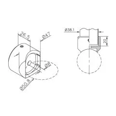 Edelstahl Design Rohradapter 50,8 mm auf 38,1 mm