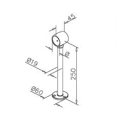 Chrom Design Fußlauf- oder Rohrhalter Rohr 38,1 mm 20-2100