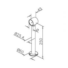 Chrom Design Fußlauf- oder Rohrhalter Rohr 25,4 mm 20-2110