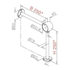 Edelstahl Design Fusslaufsttze Rohr 50,8 mm 20-2120