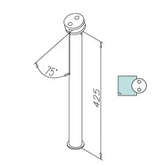 Hustenschutz Pfosten 20-190-38 rechts - Rohr  38.1 mm - Edelstahl Design