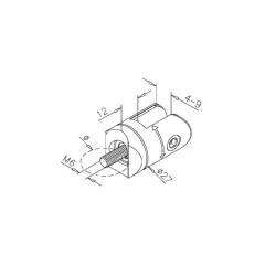 Messing matt Design Scharnier-Adapter - Glas 4-9 mm - Rohr  38.1 mm
