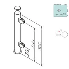 Hustenschutz Pfosten 20-110-25 rechts - Rohr  25.4 mm - Edelstahl Design
