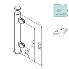 Hustenschutz Pfosten 20-110-25 -45 - Rohr  25.4 mm - Edelstahl Design