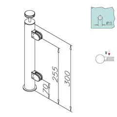 Hustenschutz Pfosten 20-110-38 links - Rohr  38.1 mm - Chrom Design