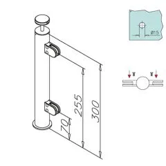 Hustenschutz Pfosten 20-110-25 mitte - Rohr  25.4 mm - Edelstahl Design