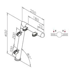 Hustenschutz Pfosten 20-120-25 mitte - Rohr  25.4 mm - Chrom Design
