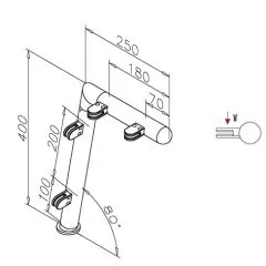 Hustenschutz Pfosten 20-120-25 rechts - Rohr  25.4 mm - Chrom Design
