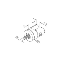 Messing Design Scharnier-Adapter - Glas 4-9 mm - Wandmontage