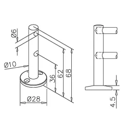 Chrom Design MiniRail Endsttze 11556 fr Stab 6mm