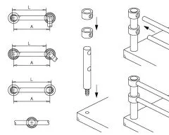 Chrom Design MiniRail Adapter Mittelstck fr Stab 6mm