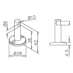 Edelstahl Design MiniRail Endsttze 11506 fr Stab 6mm