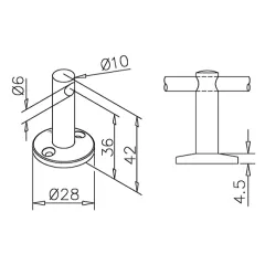 Edelstahl Design MiniRail Mittelsttze 11516 fr Stab 6mm