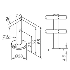 Edelstahl Design MiniRail Mittelsttze 11566 fr Stab 6mm