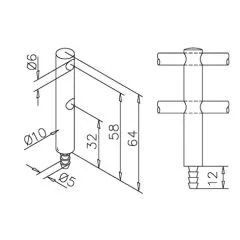 Edelstahl Design MiniRail Mittelsttze 11666 fr Stab 6mm