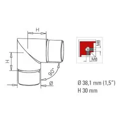 Edelstahl Design Rohr 38,1 mm Rohrwinkel 90