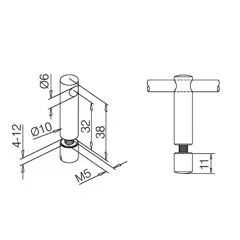 Edelstahl Design MiniRail Mittelsttze 11816 fr Stab 6mm