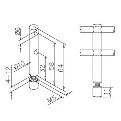 Edelstahl Design MiniRail Mittelsttze 11866 fr Stab 6mm