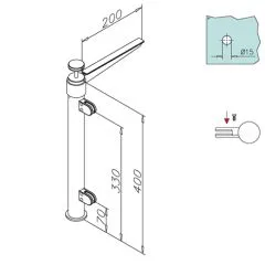 Hustenschutz Pfosten 20-111-38 rechts - Rohr  38.1 mm - Messing Design