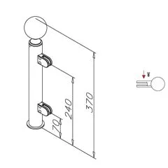 Hustenschutz Pfosten 20-140-25 rechts - Rohr  25.4 mm - Edelstahl Design