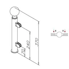 Hustenschutz Pfosten 20-140-38 mitte - Rohr  38.1 mm - Anthrazit Design