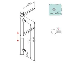 Hustenschutz Pfosten 20-112-25 links - Rohr  25.4 mm - Chrom Design