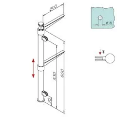 Hustenschutz Pfosten 20-112-25 rechts - Rohr  25.4 mm - Chrom Design