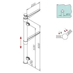 Hustenschutz Pfosten 20-112-25 -45 - Rohr  25.4 mm - Chrom Design