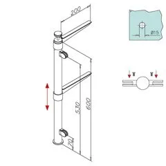 Hustenschutz Pfosten 20-112-38 mitte - Rohr  38.1 mm - Messing Design