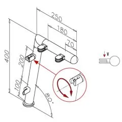 Hustenschutz Pfosten 20-121-25 rechts - Rohr  25.4 mm - Messing Design