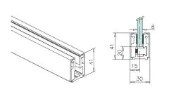 Alu Glasprofil 41x30x41mm - Edelstahl Design - Glas 8-8,76mm - Zuschnitt